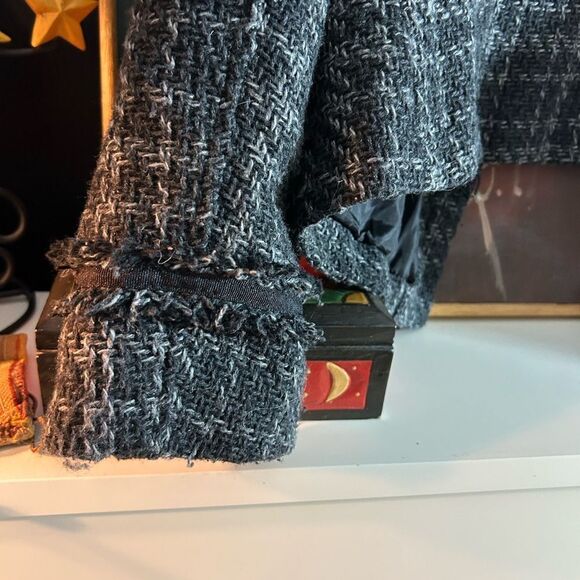 Chic Black and White Tweed Blazer XL - Picture 6 of 12